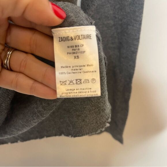 Zadig & Voltaire miss bus gray cashmere skull Strass sweater FLAWED size XS - Picture 8 of 11
